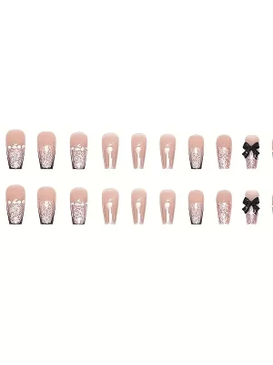 24 stk Glossy Medium Ballerina falske negler