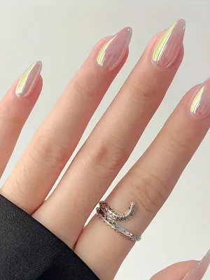 24stk Glossy Short Mandel Fake Nails
