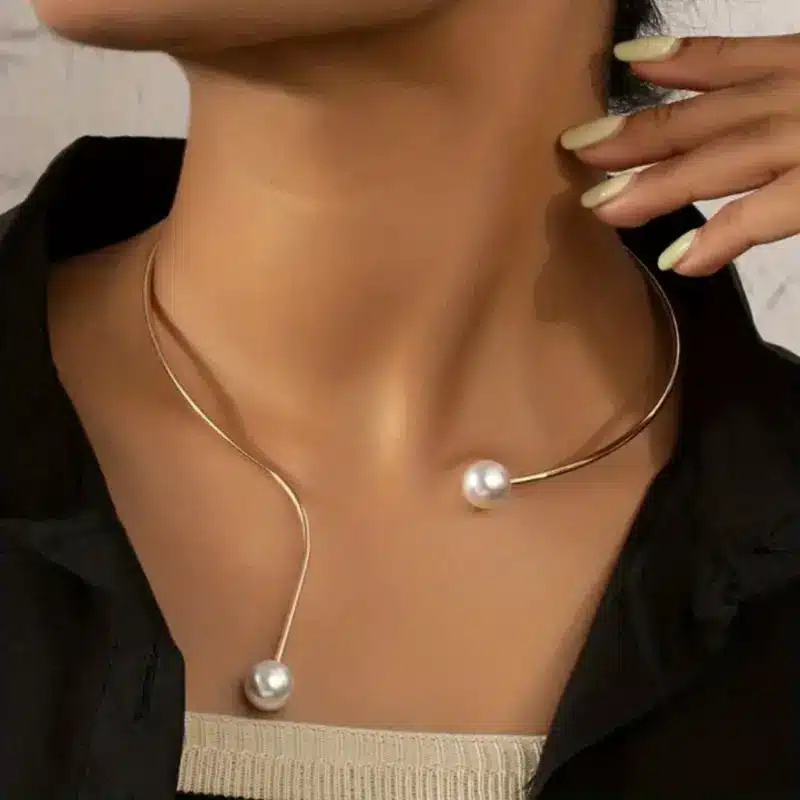 Spørsmålstegn Form Faux Pearl Collar Kort halskjede