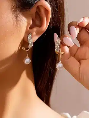 Unik rhinestone faux perle øredobber
