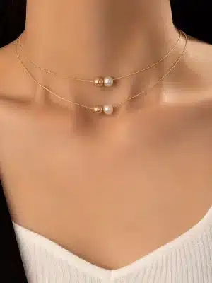 Geometrisk legering Finkjede Faux Pearl Beads Anheng