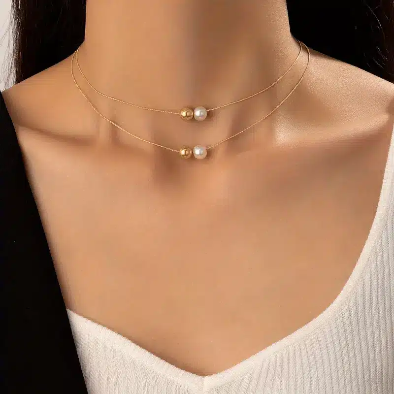 Geometrisk legering Finkjede Faux Pearl Beads Anheng