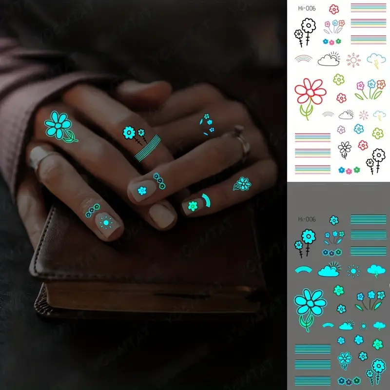 Blue Luminous waterproof Temporary Tattoo sticker HI006
