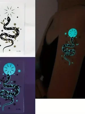 Blue Luminous waterproof Temporary Tattoo sticker HI016