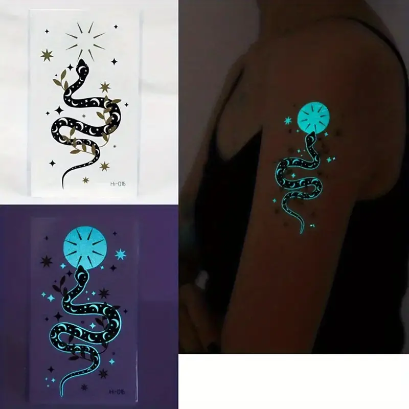Blue Luminous waterproof Temporary Tattoo sticker HI016