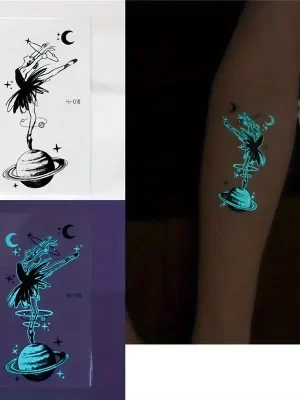 Blue Luminous waterproof Temporary Tattoo sticker HI018