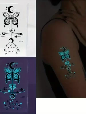 Blue Luminous waterproof Temporary Tattoo sticker HI022