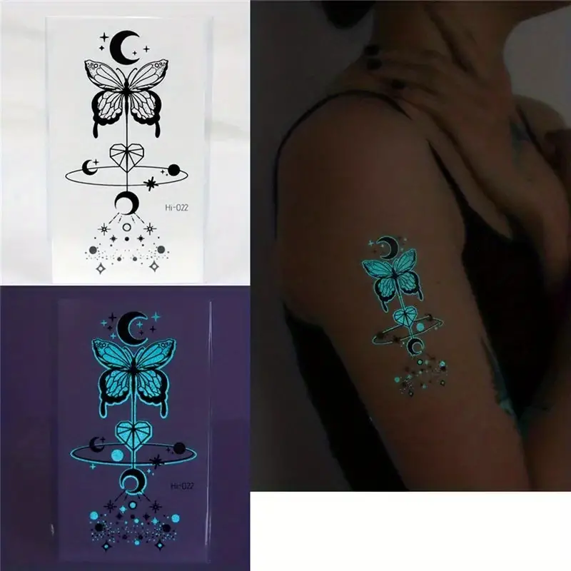 Blue Luminous waterproof Temporary Tattoo sticker HI022