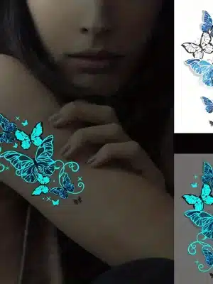 Blue Luminous waterproof Temporary Tattoo sticker HI024