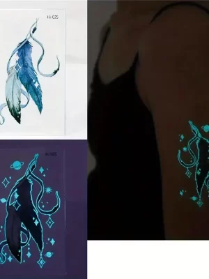 Blue Luminous waterproof Temporary Tattoo sticker HI025