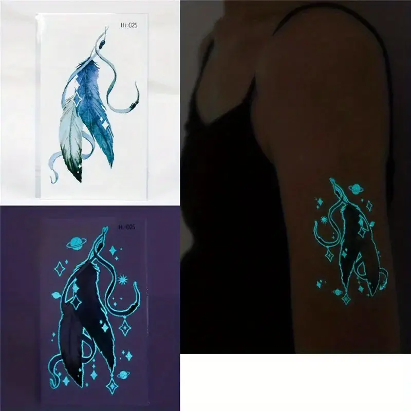 Blue Luminous waterproof Temporary Tattoo sticker HI025