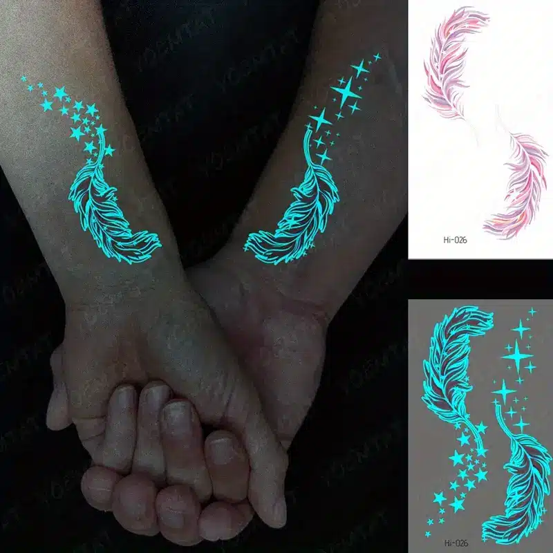 Blue Luminous waterproof Temporary Tattoo sticker HI026