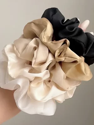5 stk Ensfarget Ruched Scrunchies Enkel stil Hårbånd