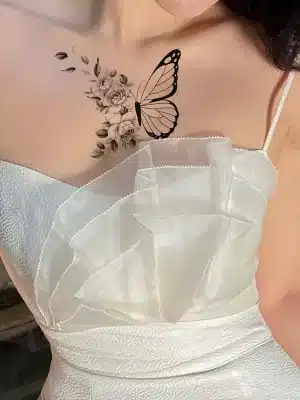Butterfly Rose Tattoo Sticker