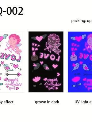Luminous Heart Temporary Tattoo Waterproof Sticker Body Art YQ002