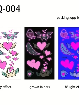 Luminous Heart Temporary Tattoo Waterproof Sticker Body Art YQ004