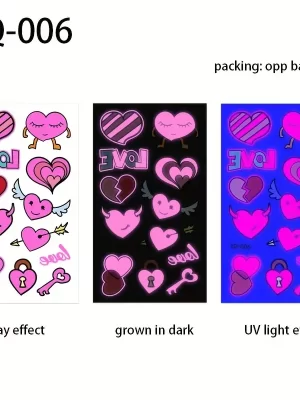 Luminous Heart Temporary Tattoo Waterproof Sticker Body Art YQ006