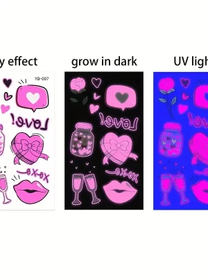 Luminous Heart Temporary Tattoo Waterproof Sticker Body Art YQ007
