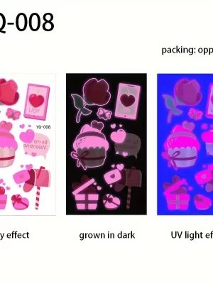 Luminous Heart Temporary Tattoo Waterproof Sticker Body Art YQ008