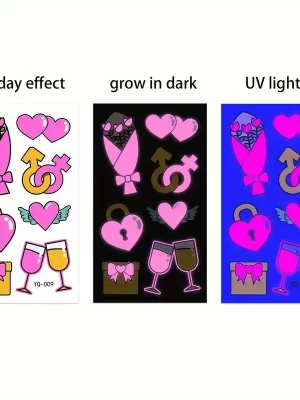 Luminous Heart Temporary Tattoo Waterproof Sticker Body Art YQ009