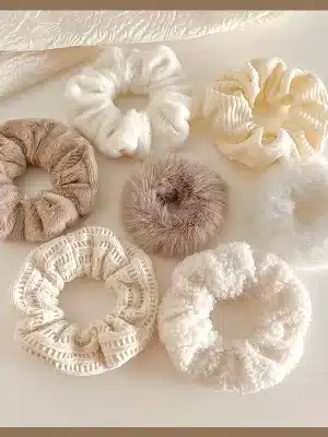 7 stk Plysj Scrunchies Myk Hårbånd