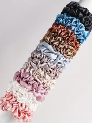 20 Stk/sett Ensfarget Sateng Scrunchies Sett - Mykt Og Behagelig Hårbånd
