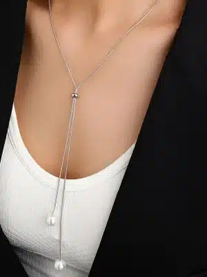 Faux Pearl Anheng Justerbar Lang Genser Kjede