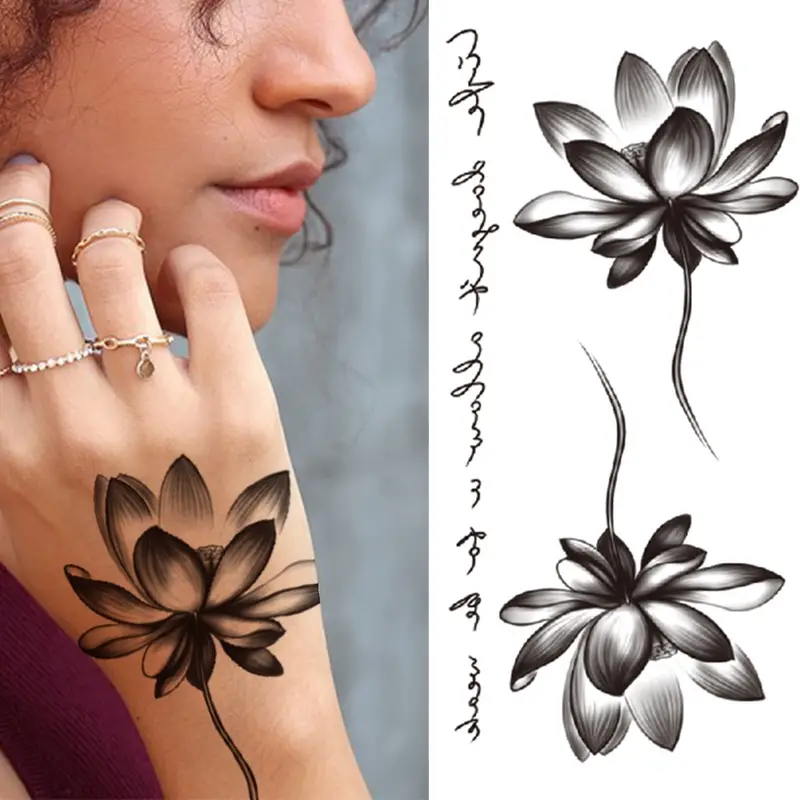 Tatoveringsklistremerker hand flowers kvinner