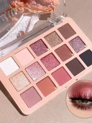 15 Colors Eyeshadow Palette, Highly Pigmented Matte 01 Pearly Glitter Eyeshadow