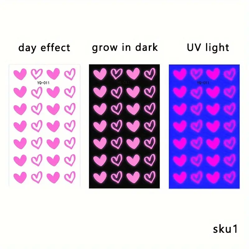 Luminous Heart Temporary Tattoo Waterproof Sticker Body Art YQ010